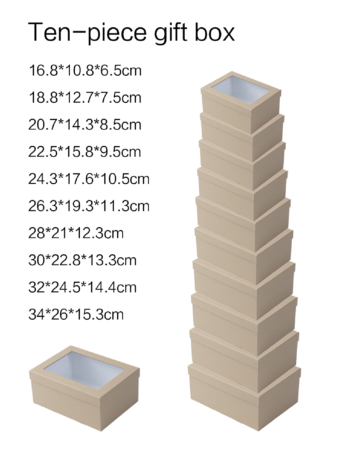Windowed rectangular ten-piece set